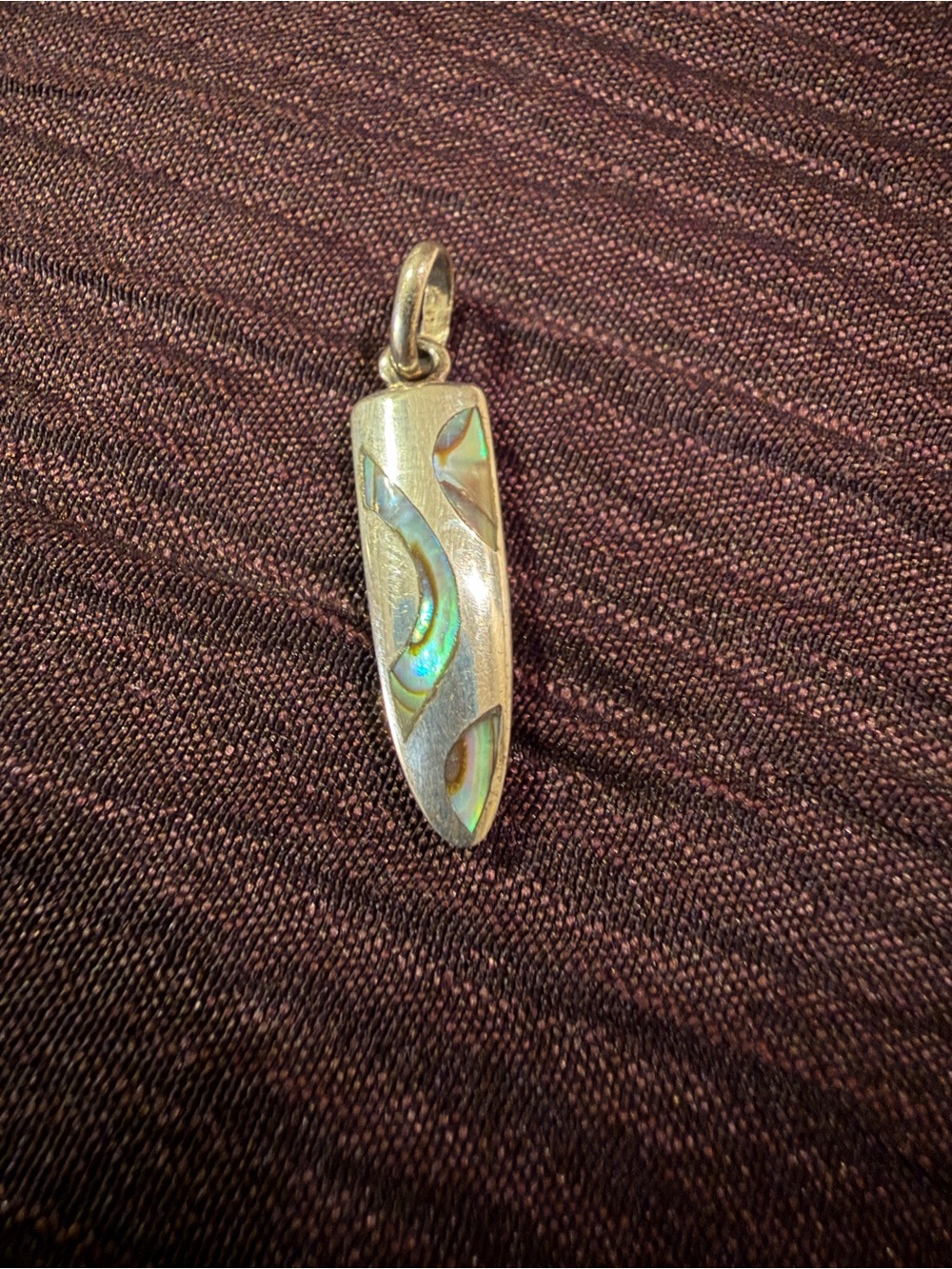 Sterling Silver with Inlay Pendant - Iridescent Blue-Green